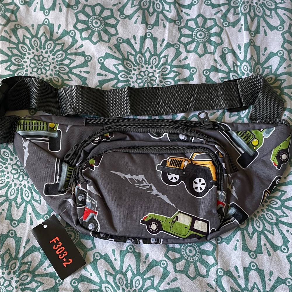 Gray Jeep Print Fanny Pack